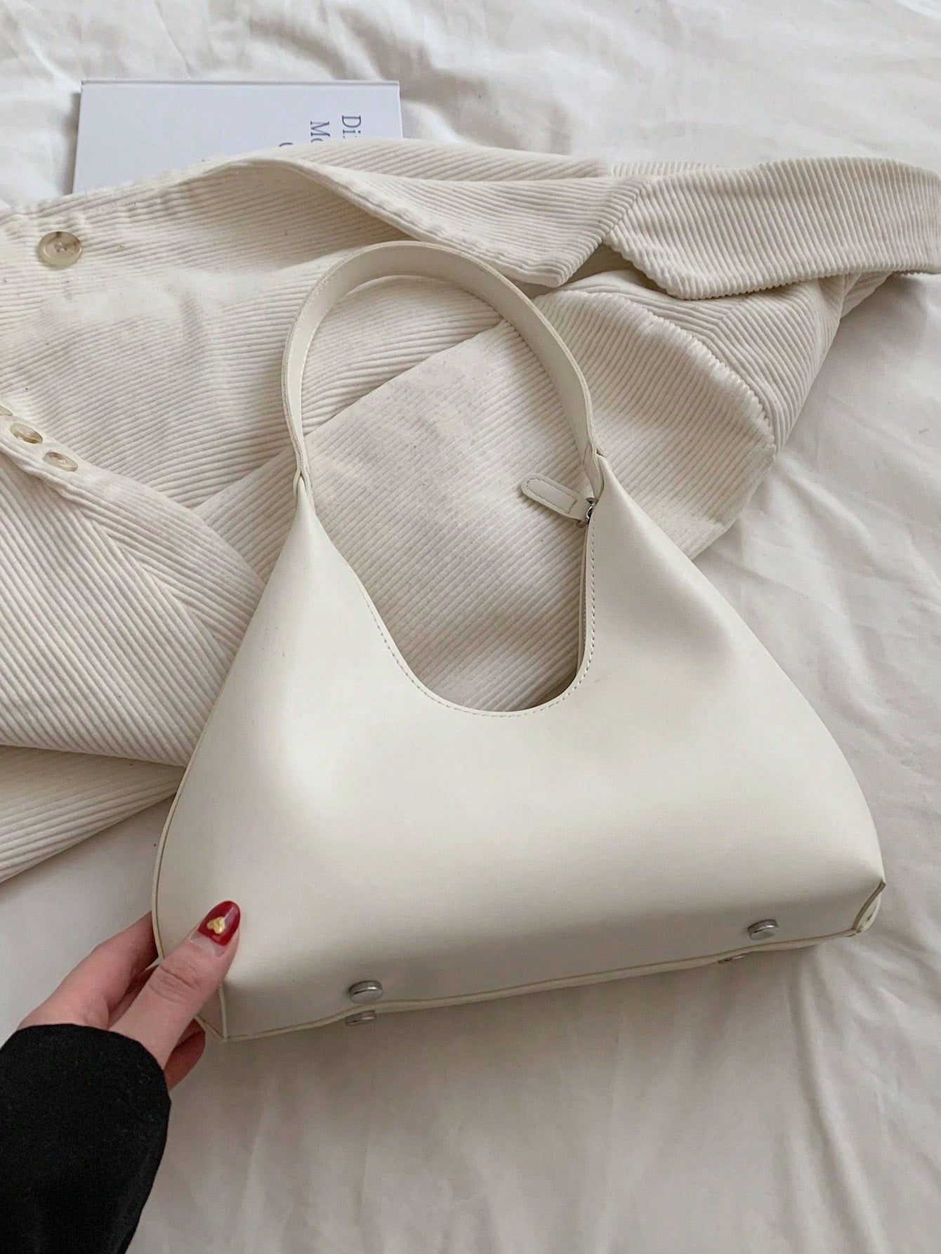 Retro Minimalist French Armpit Crescent Bag, Fashionable Elegant Versatile Shoulder Crossbody Baguette Handbag For Women