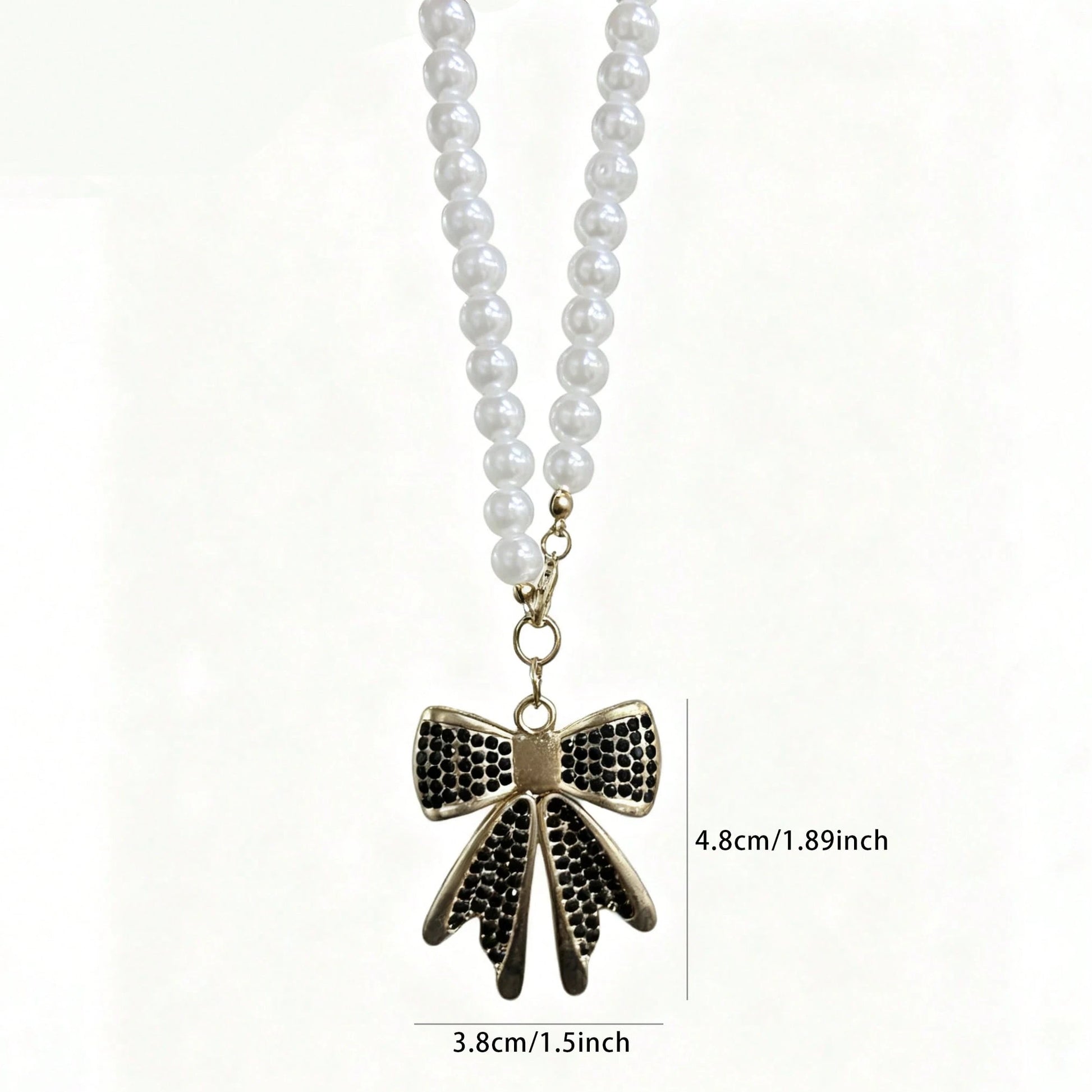 Rhinestone Bow Tie Car Pendant, Rearview Mirror Decor, Alloy Pearl Hanging Ornament, Cute Windmill Interior Accessory