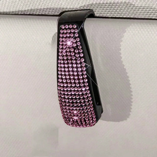 Rhinestone Decor Car Sun Visor Glasses Holder