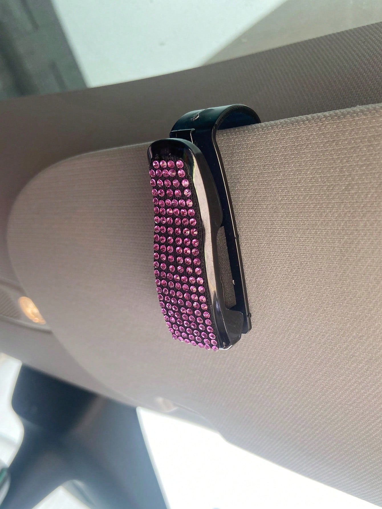 Rhinestone Decor Car Sun Visor Glasses Holder