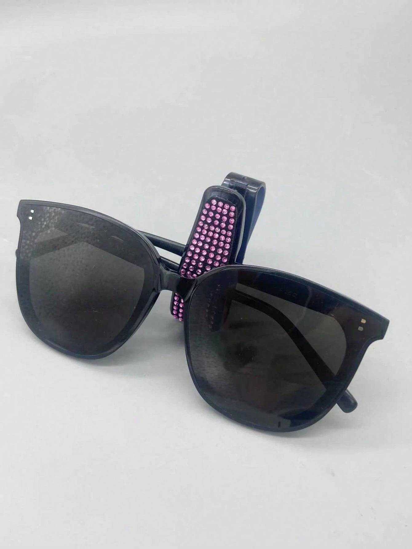 Rhinestone Decor Car Sun Visor Glasses Holder