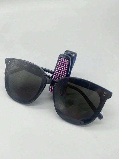 Rhinestone Decor Car Sun Visor Glasses Holder