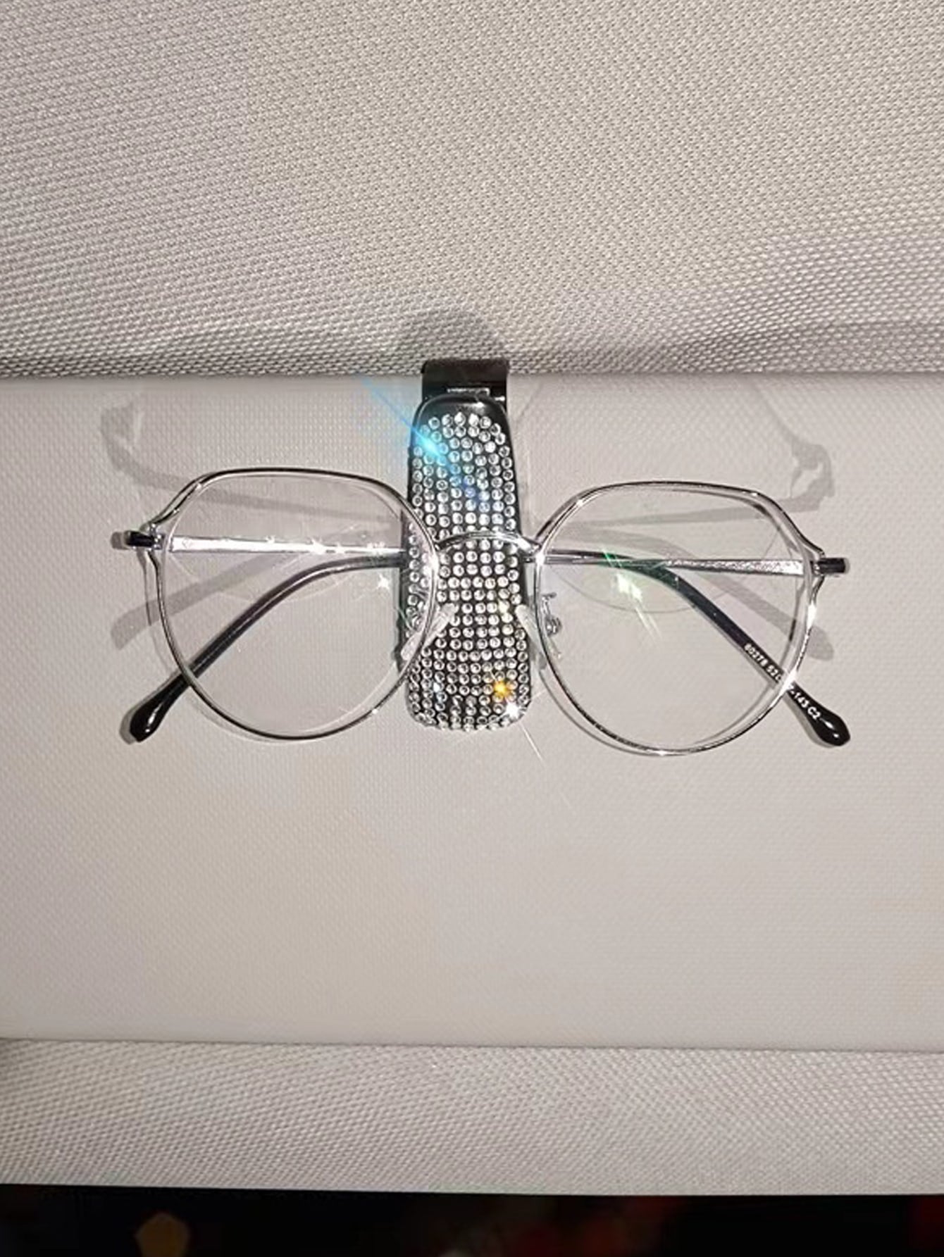 Rhinestone Decor Car Sun Visor Glasses Holder