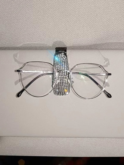 Rhinestone Decor Car Sun Visor Glasses Holder