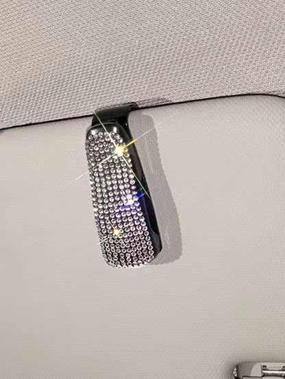 Rhinestone Decor Car Sun Visor Glasses Holder