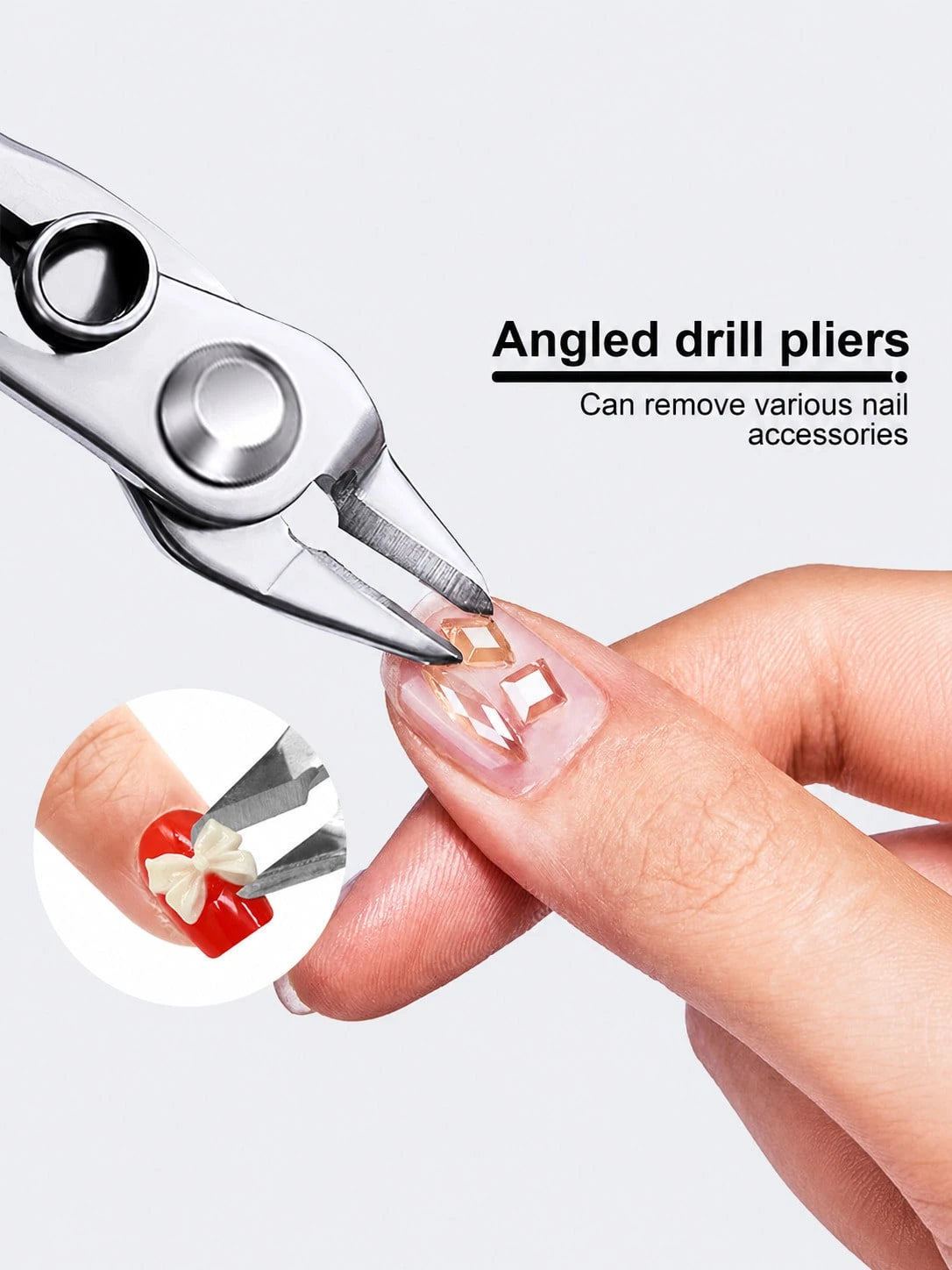 Rhinestone Gemstone Removal Pliers, Nail Remover, Wire Cutters, Nail Removal Pliers, Multi-Functional Comfortable Grip Women's Nail Art Tools, Nail Drill Removal Tool, Travel Essential