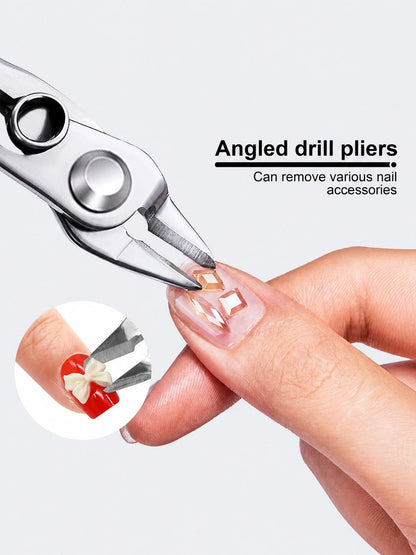 Rhinestone Gemstone Removal Pliers, Nail Remover, Wire Cutters, Nail Removal Pliers, Multi-Functional Comfortable Grip Women's Nail Art Tools, Nail Drill Removal Tool, Travel Essential