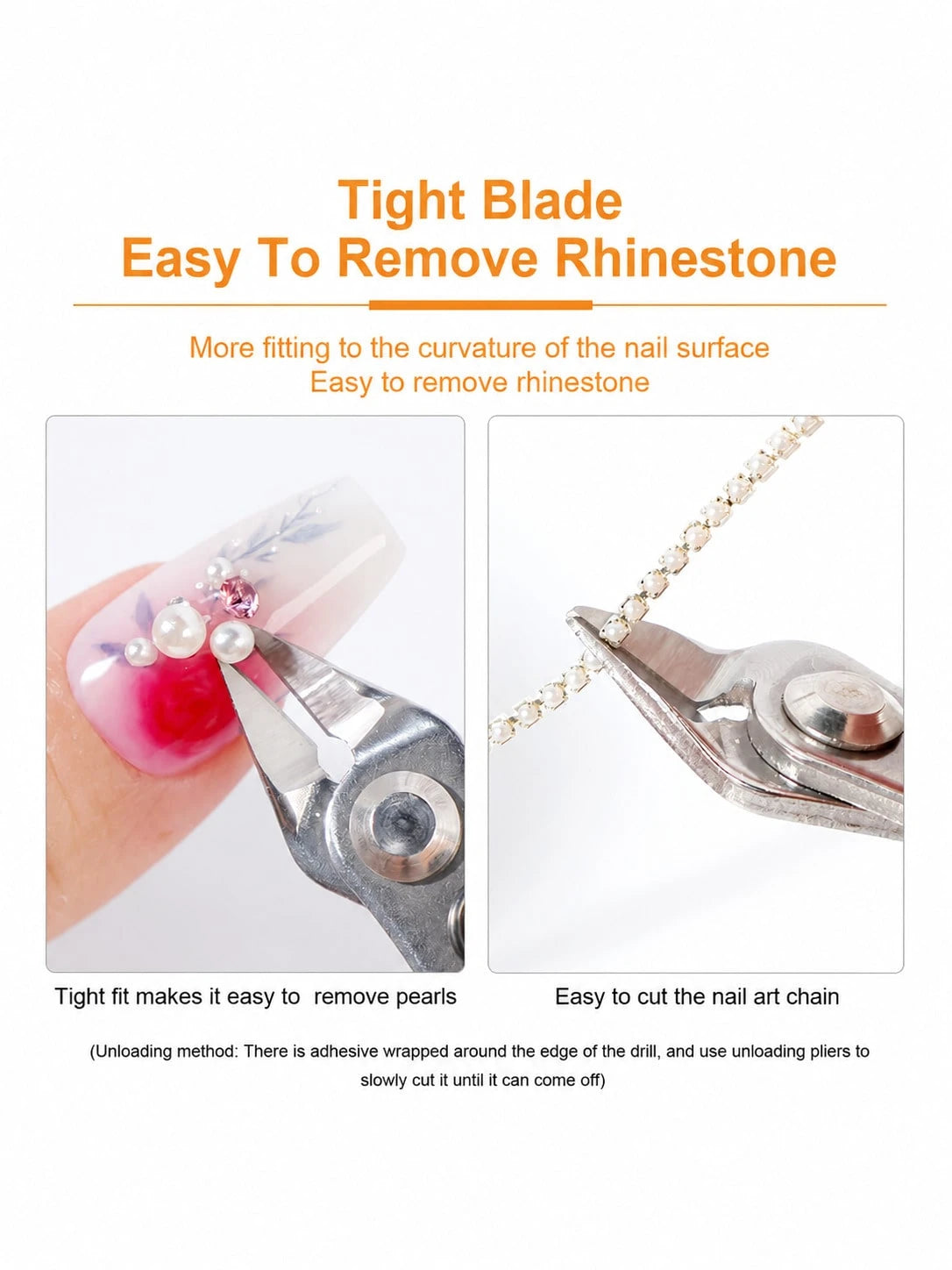 Rhinestone Gemstone Removal Pliers, Nail Remover, Wire Cutters, Nail Removal Pliers, Multi-Functional Comfortable Grip Women's Nail Art Tools, Nail Drill Removal Tool, Travel Essential