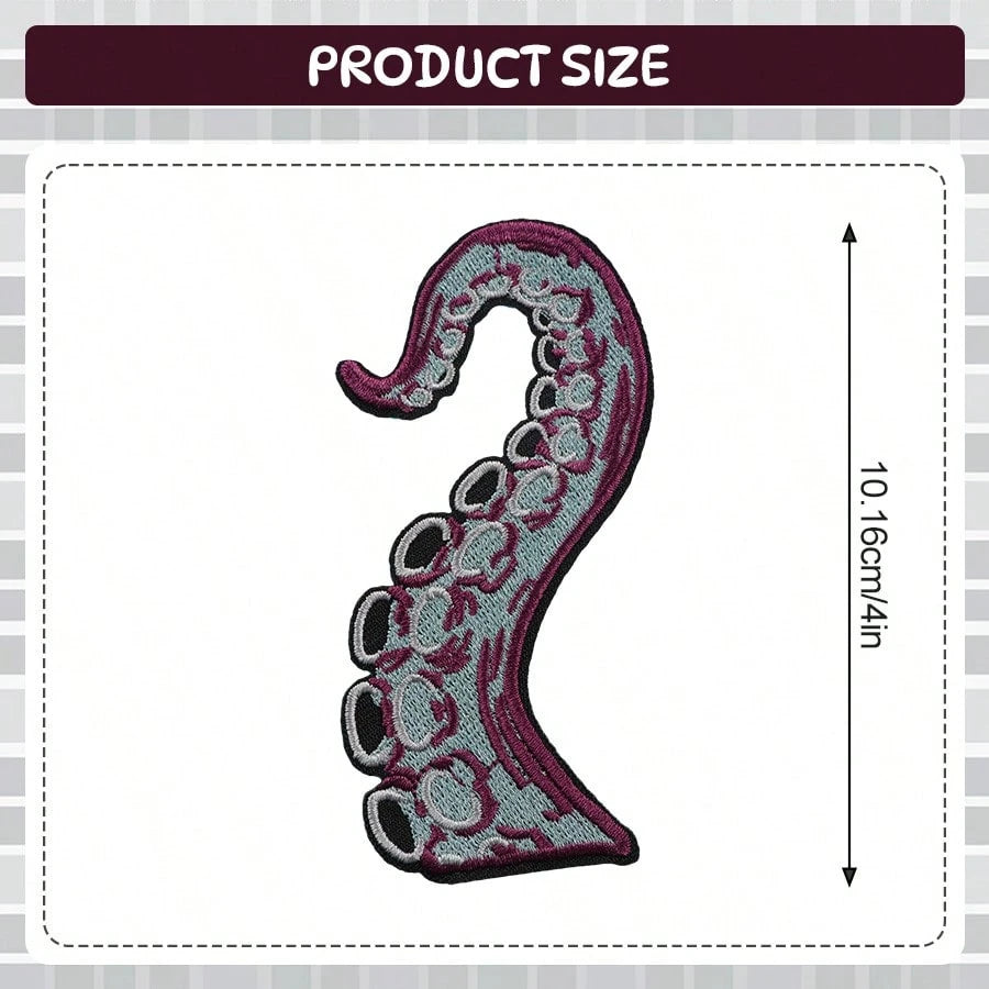 RHUAGYP 1pc Octopus Tentacle Embroidered Patch, Sea Monster Tentacle Fabric Patch, Iron-On/Sew-On, Marine Creature Decorative Applique, Suitable For Jackets, Backpacks, Hats And Various Clothing DIY D