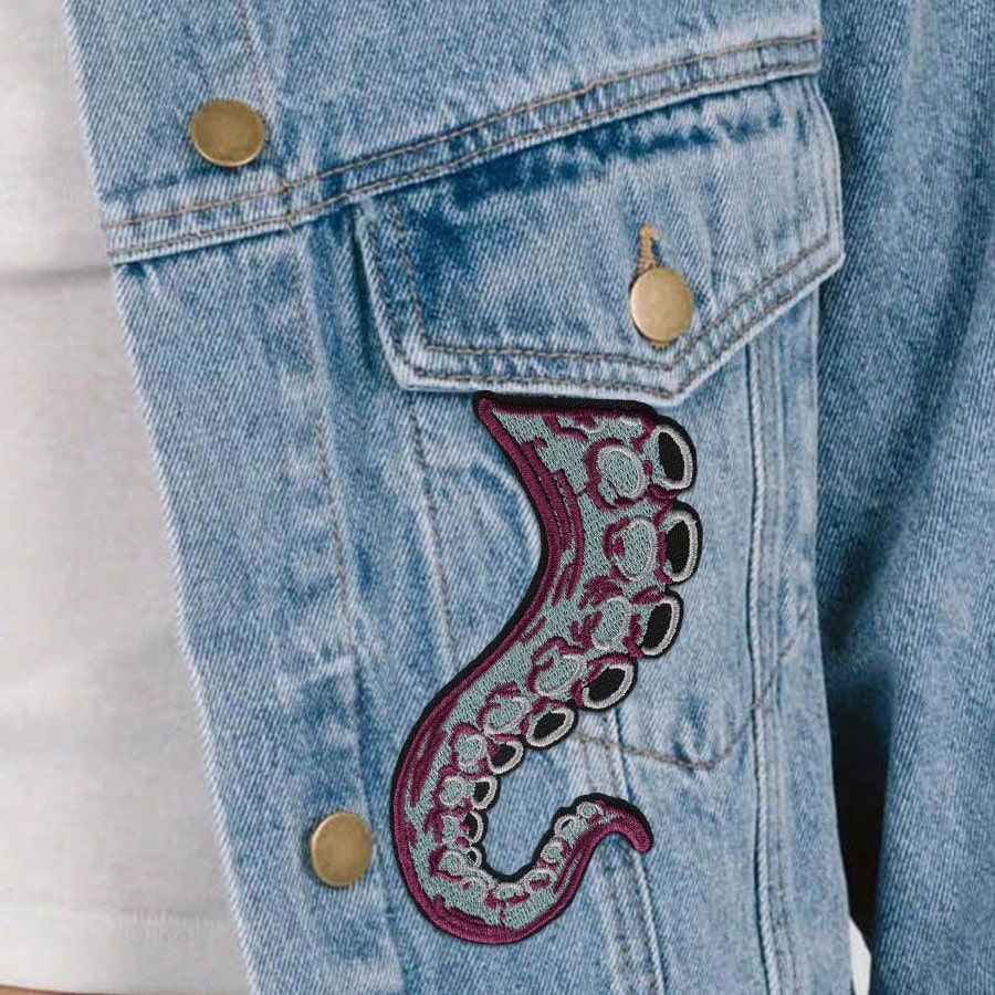 RHUAGYP 1pc Octopus Tentacle Embroidered Patch, Sea Monster Tentacle Fabric Patch, Iron-On/Sew-On, Marine Creature Decorative Applique, Suitable For Jackets, Backpacks, Hats And Various Clothing DIY D