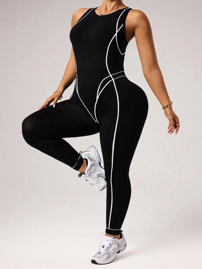 Rhythm Era Plus Size Women's Seamless Black Summer Athletic Gym Jumpsuit,Form-Fitting Curve Workout Clothes For Fitness Yoga Outdoor Exercise,Gym Outfit Wear