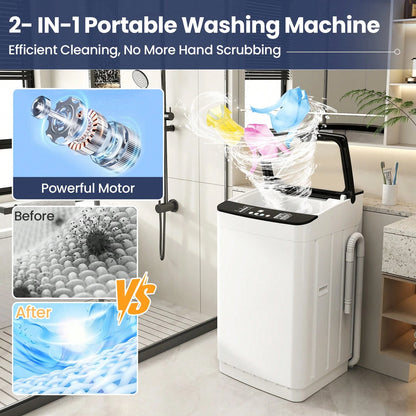 Robsivo 22 Lbs Portable Washing Machine, Fully Automatic Washing Machine With LED Display, 10 Wash Cycles, 26 Mins Quick Wash, Compact Clothes Washer With Drain Pump For Apartment, RV, Camp