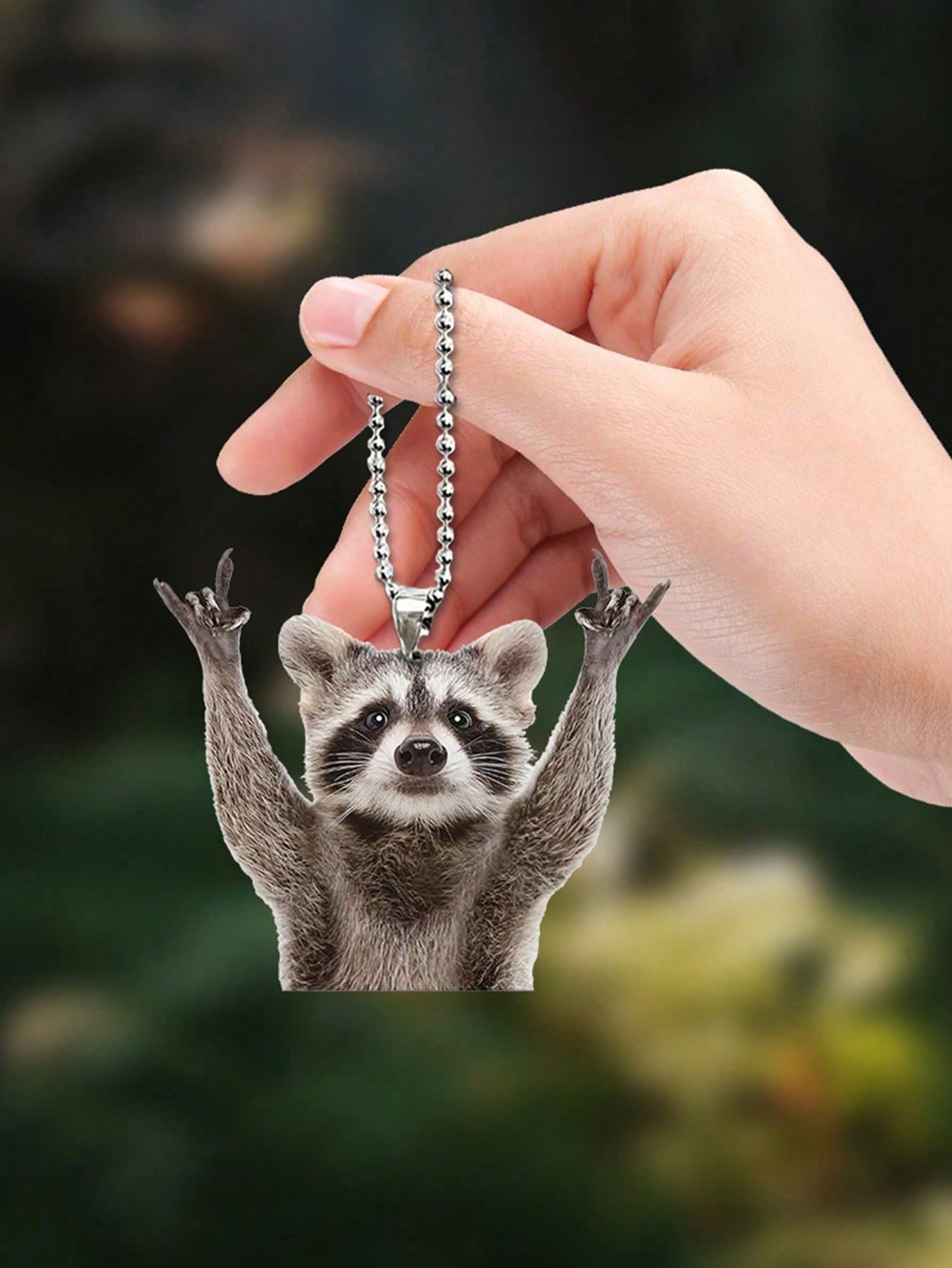 Rocking Raccoon Car Hanging Ornament, Creative Funny Rearview Mirror Pendant, Personalized Animal Car Interior Decor Gift