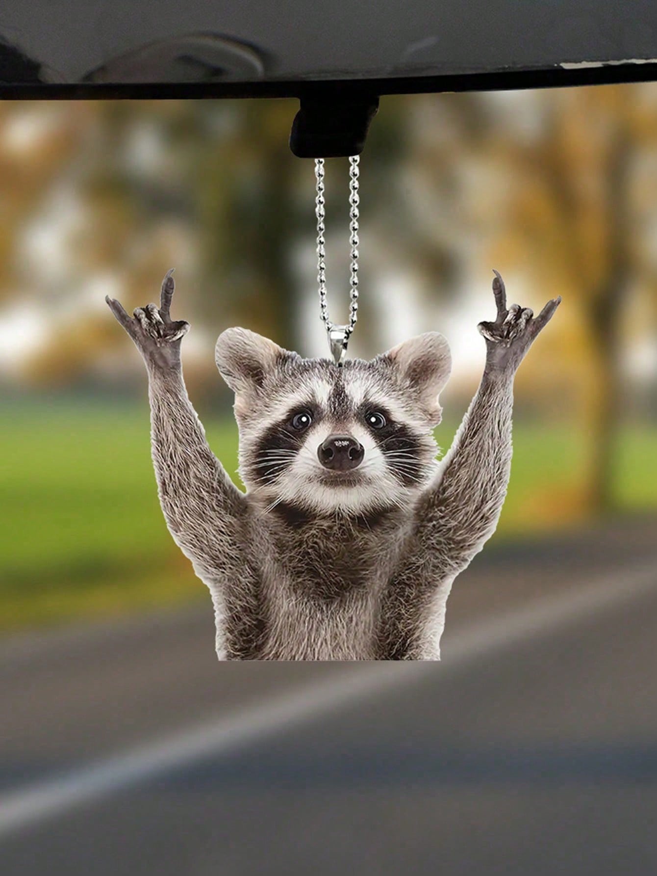 Rocking Raccoon Car Hanging Ornament, Creative Funny Rearview Mirror Pendant, Personalized Animal Car Interior Decor Gift