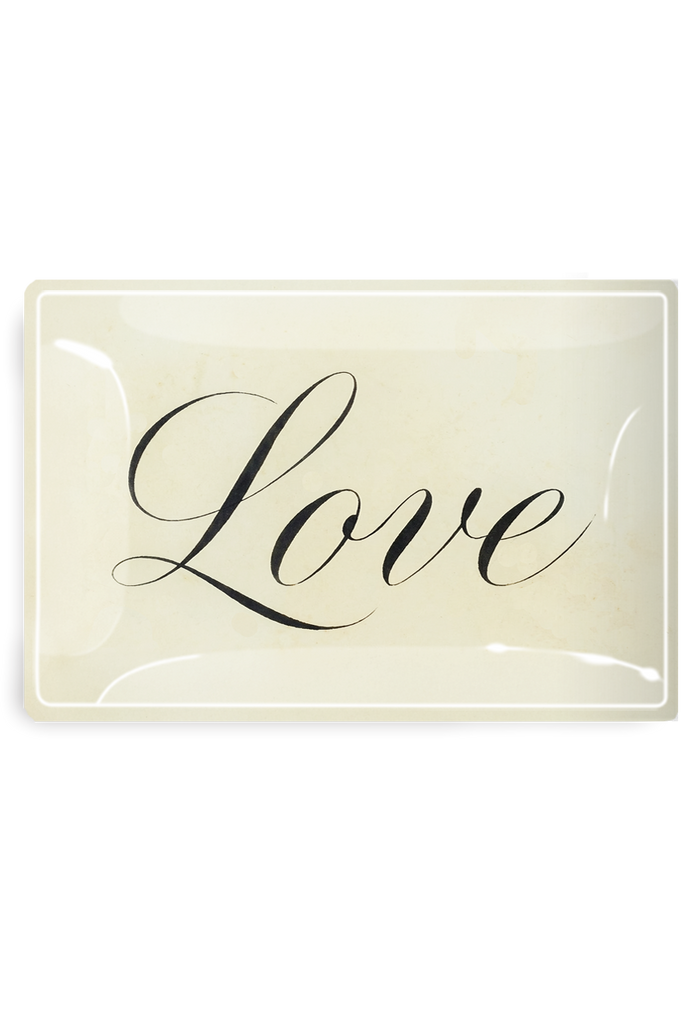 Romantic Love Script Decoupage Glass Tray - Ben's Garden