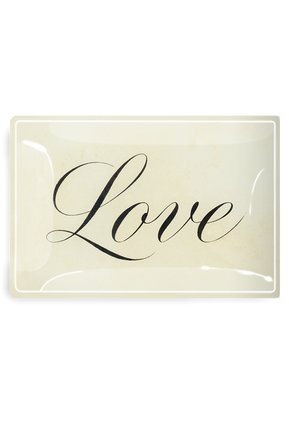 Romantic Love Script Decoupage Glass Tray - Ben's Garden