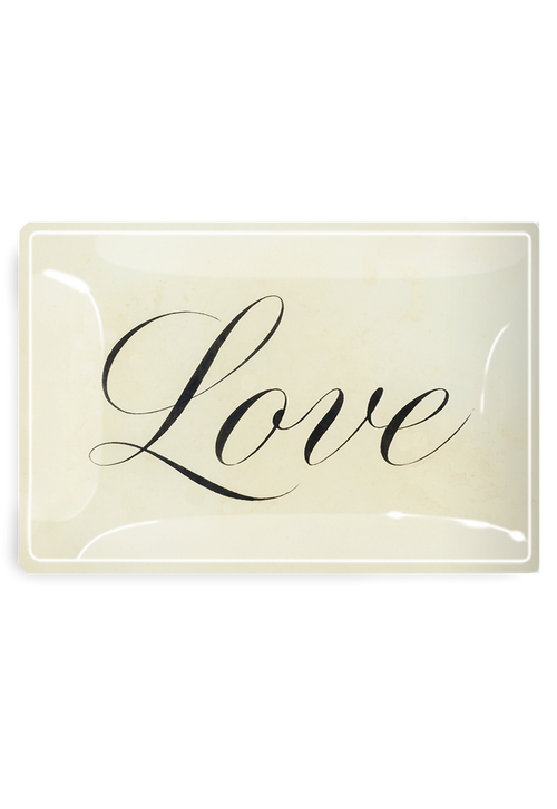 Romantic Love Script Decoupage Glass Tray - Ben's Garden