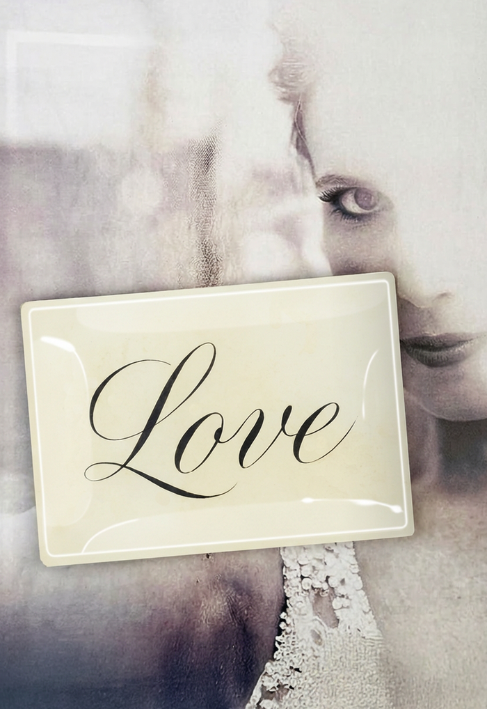 Romantic Love Script Decoupage Glass Tray - Ben's Garden