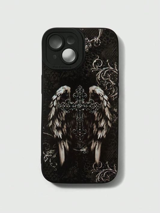 ROMWE Gothic Style Illustration Black Phone Case, Halloween
