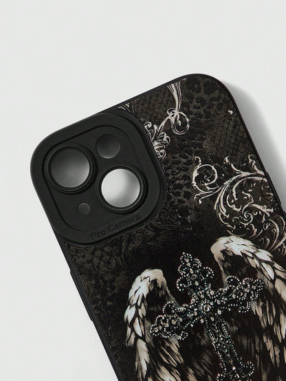 ROMWE Gothic Style Illustration Black Phone Case, Halloween
