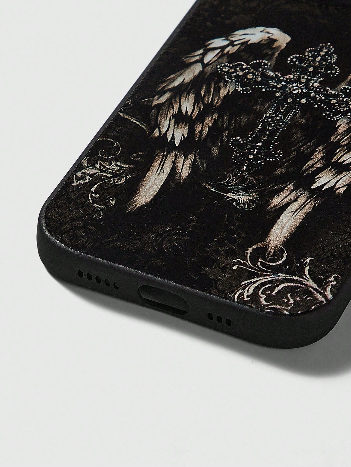 ROMWE Gothic Style Illustration Black Phone Case, Halloween