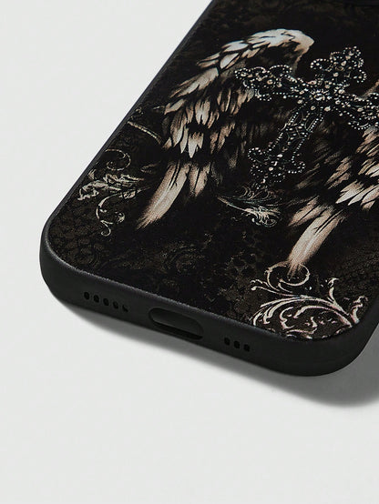 ROMWE Gothic Style Illustration Black Phone Case, Halloween