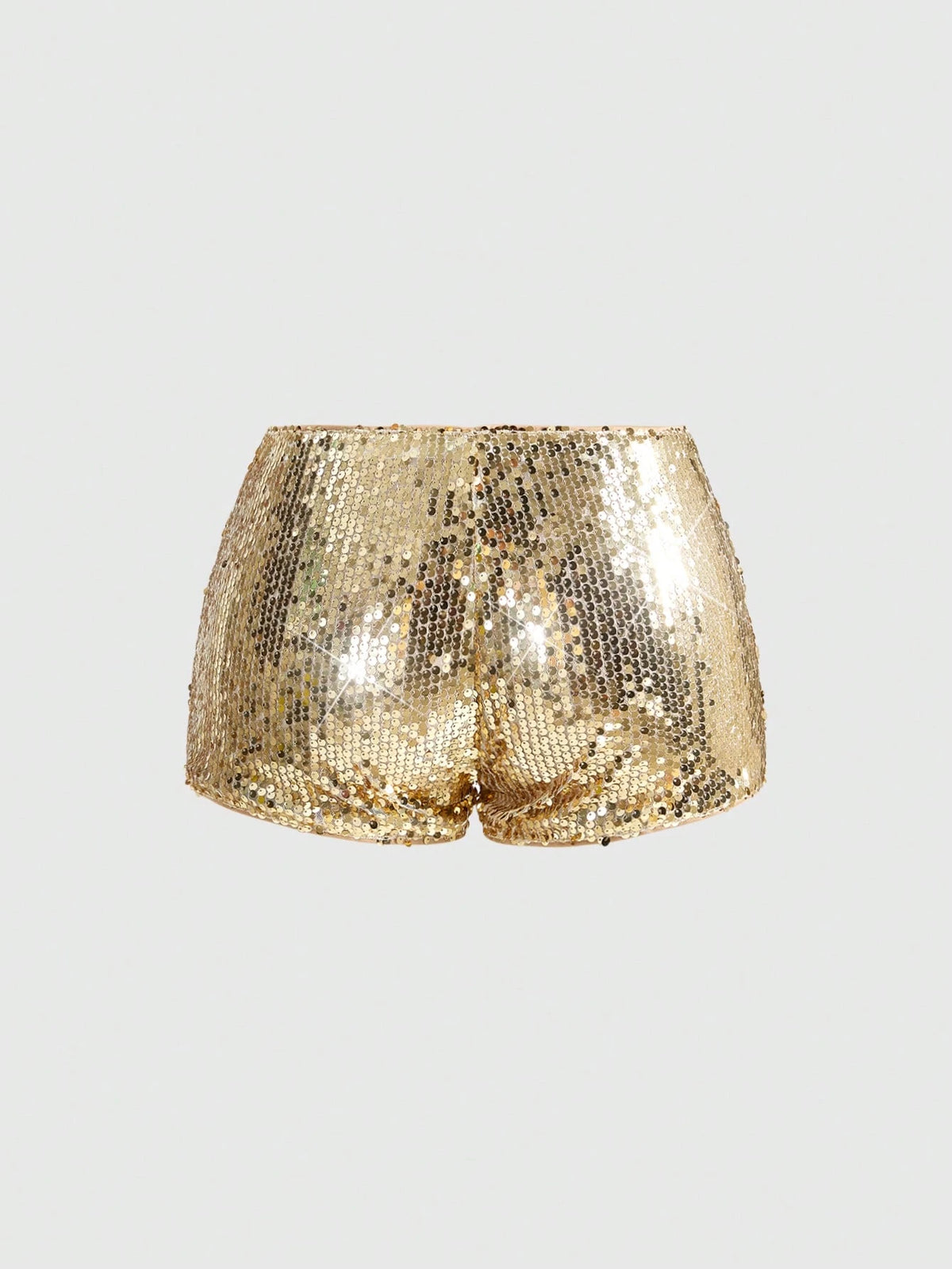 ROMWE Grunge Punk Women Carnival Party Luxy Golden Glitter Sequin Sexy Low Waist Stretchy Mini Shorts