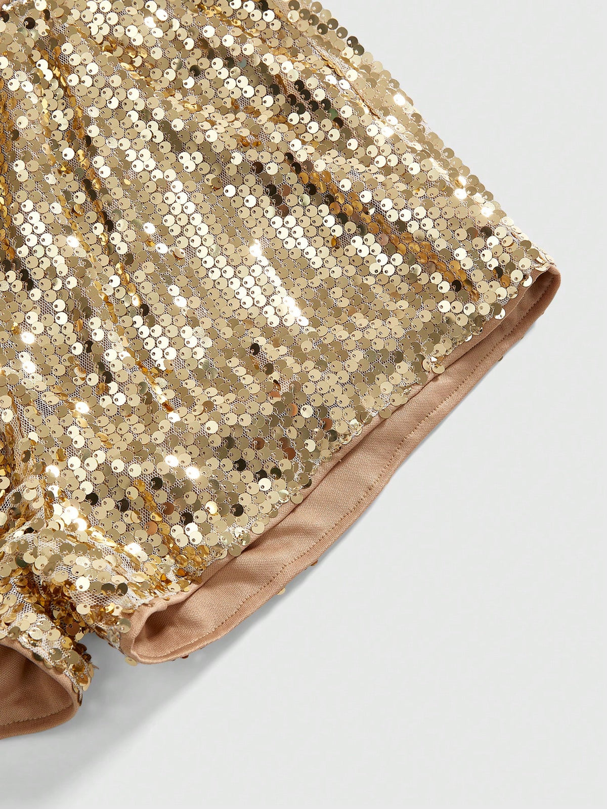 ROMWE Grunge Punk Women Carnival Party Luxy Golden Glitter Sequin Sexy Low Waist Stretchy Mini Shorts