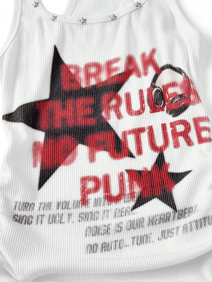 ROMWE Grunge Punk Women's PUNK Music Festival Star Print Mini Dress