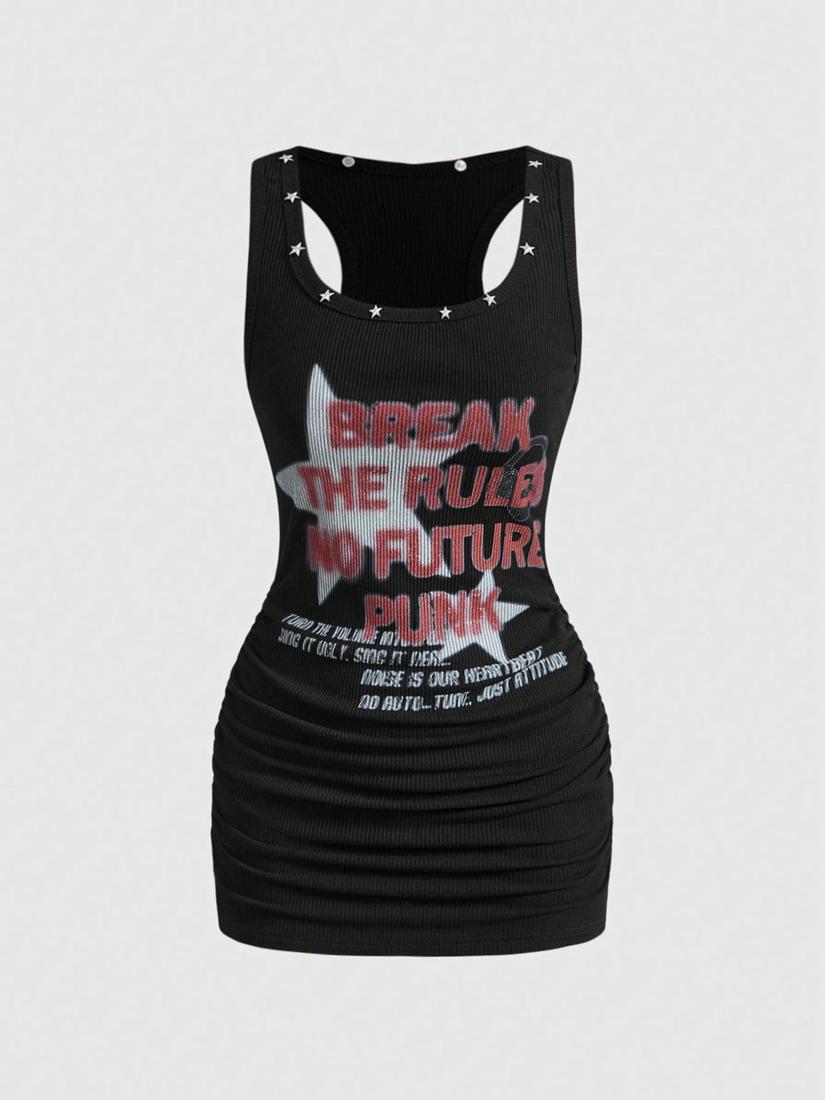 ROMWE Grunge Punk Women's PUNK Music Festival Star Print Mini Dress