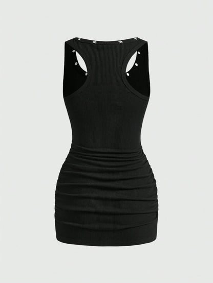 ROMWE Grunge Punk Women's PUNK Music Festival Star Print Mini Dress
