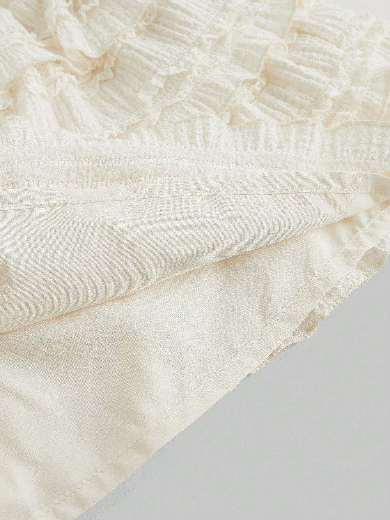 ROMWE Kawaii Cream Textured Fabric Sweet Cake Tiered Waist Mini Skirt, Suitable For Multiple Occasions, Summer For Women