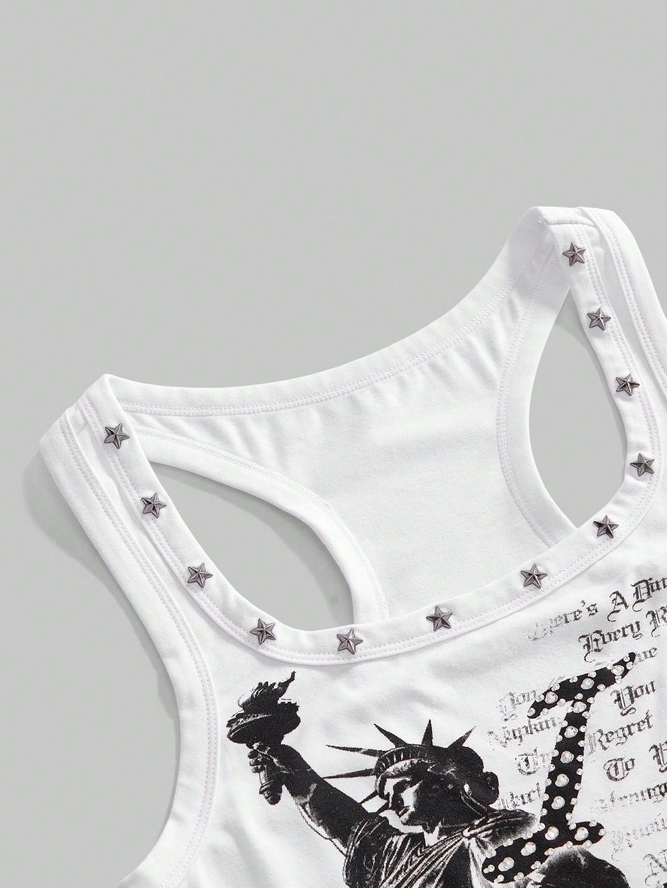 ROMWE Street Life Women's Y2K Retro Streetwear All-Match Sexy Slogan Print Rhinestone Tank Top