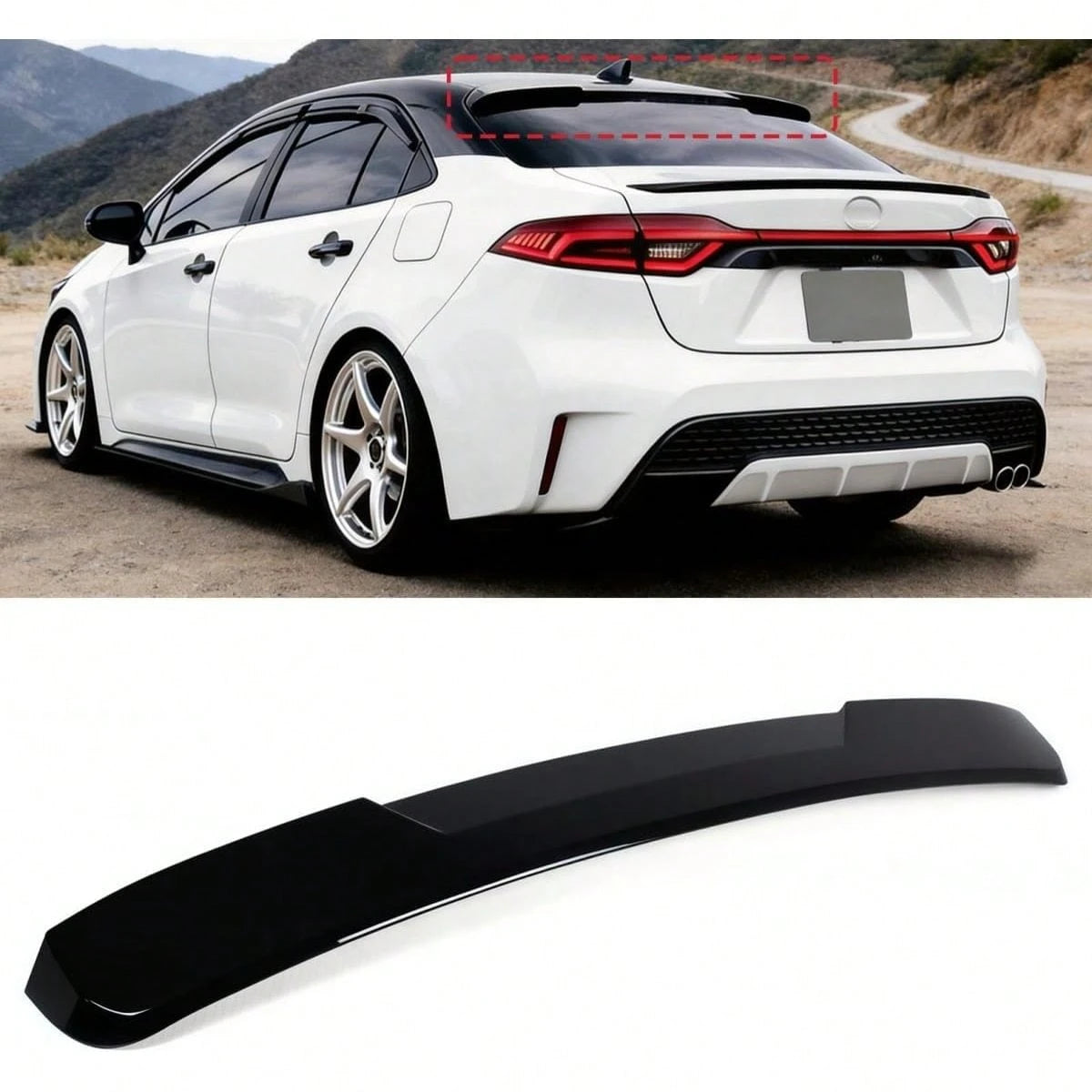 Roof Window Spoiler Compatible With 2020-2026, Gloss Black V Style Rear Top Wing Fits All Models Sedan 4-Door 2020 2021 2022 2023 2024 2025 2026