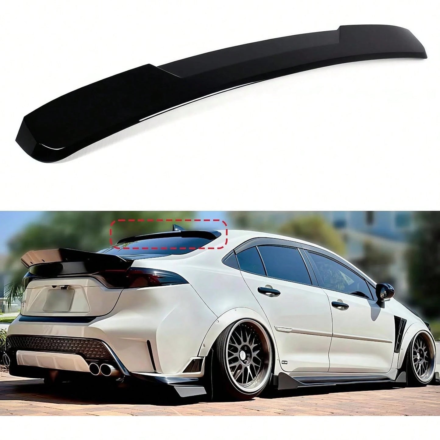 Roof Window Spoiler Compatible With 2020-2026, Gloss Black V Style Rear Top Wing Fits All Models Sedan 4-Door 2020 2021 2022 2023 2024 2025 2026