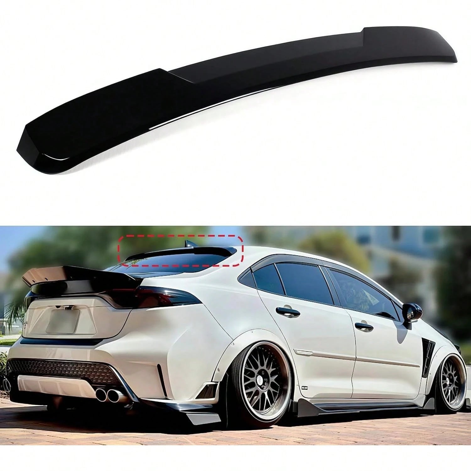 Roof Window Spoiler Compatible With 2020-2026, Gloss Black V Style Rear Top Wing Fits All Models Sedan 4-Door 2020 2021 2022 2023 2024 2025 2026