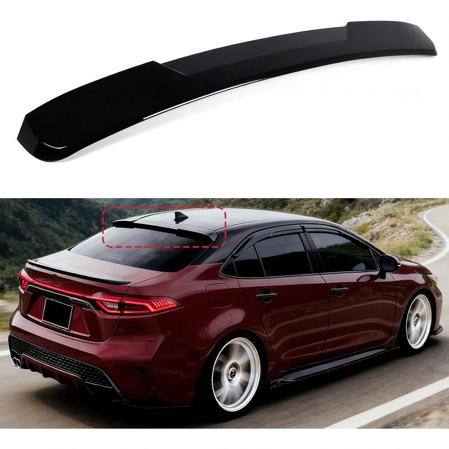 Roof Window Spoiler Compatible With 2020-2026, Gloss Black V Style Rear Top Wing Fits All Models Sedan 4-Door 2020 2021 2022 2023 2024 2025 2026