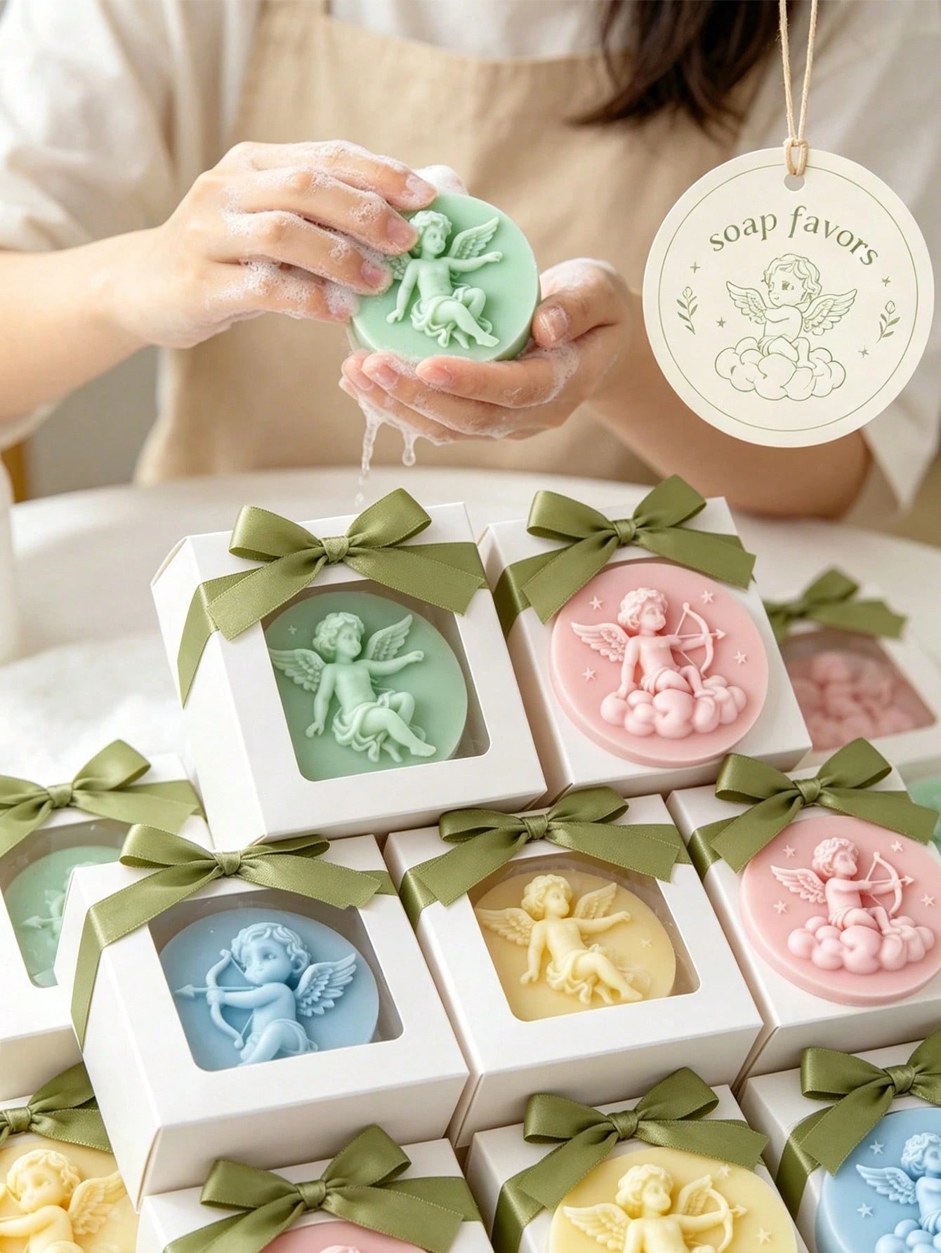 Round Angel Silicone Soap Mold DIY Cupid Relief Handmade Soap Mold Easy Release Homemade Bath Soap Tool Cute Little Angel Shaped Mold