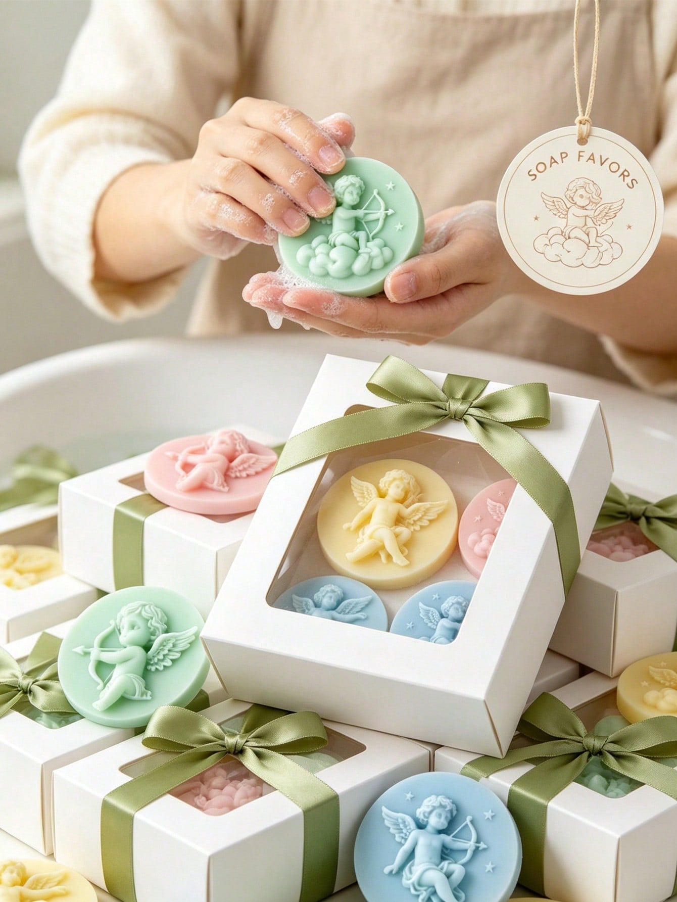 Round Angel Silicone Soap Mold DIY Cupid Relief Handmade Soap Mold Easy Release Homemade Bath Soap Tool Cute Little Angel Shaped Mold