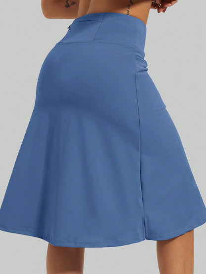 RUNONWHEELS 5 Women's Golf Skirt, Mid-Length Tennis Skirt, Knee-Length Skirt Pants, Casual Sports Style, Loose Long Skirt With Pockets, UV Protection Spring