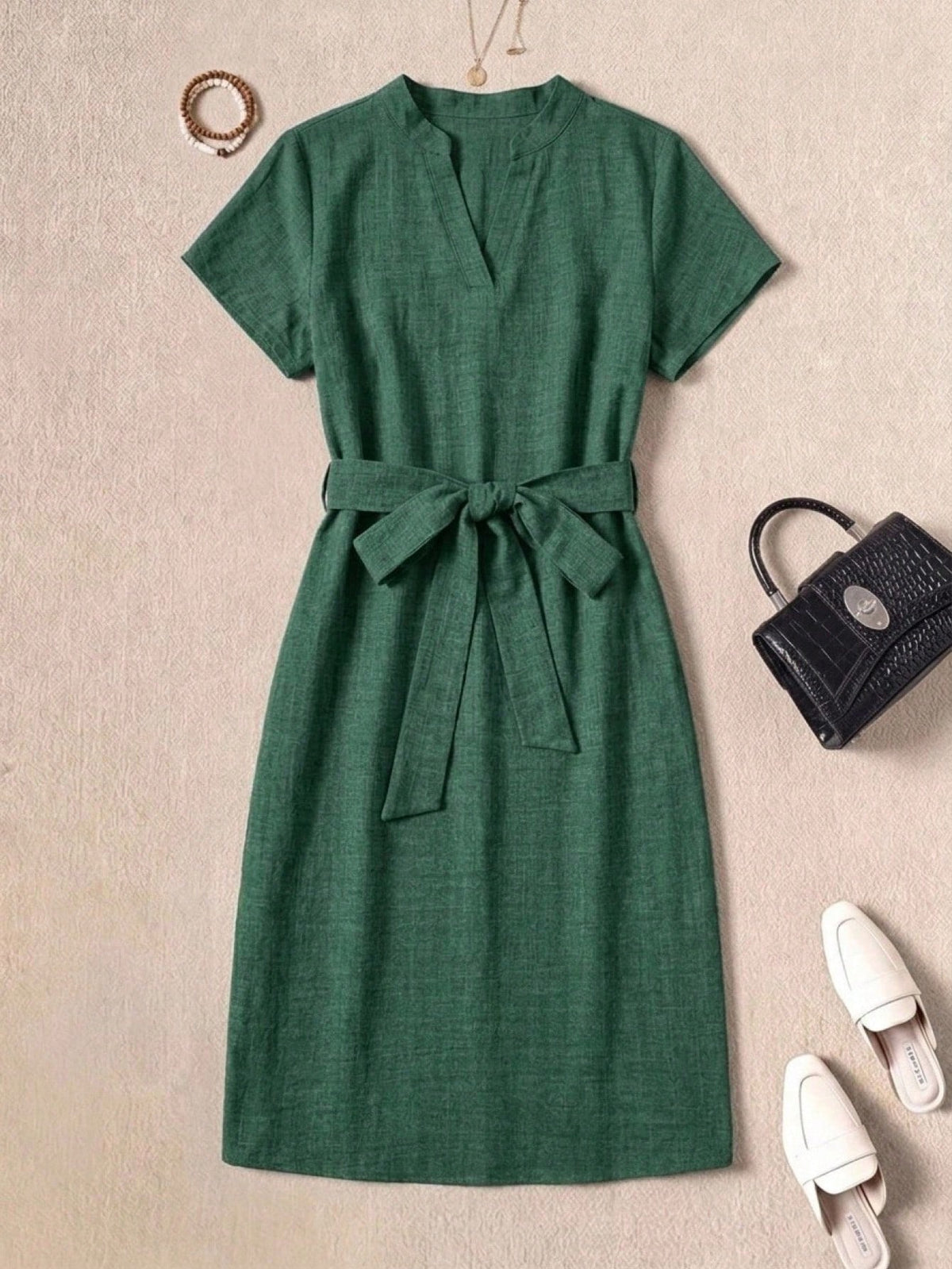 Rusticease Women'S A-Line Waist Belted Dress Casual Dress Summer
