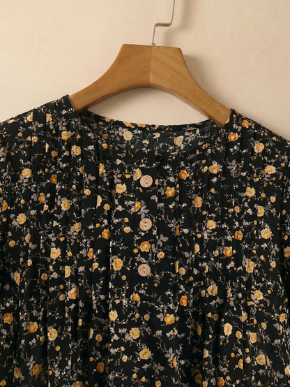 Rusticease Women's Round Neck All-Over Print Casual Party & Travel Long Dress