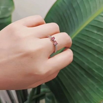 S925 Silver Ring Zirconia Shining Pink Bow Ring Original S925 Finger Wedding Ring DIY Women Fine Jewelry Gift