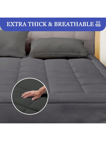 Samebed Mattress Pad, Cooling Mattress Topper, Quilted Mattress Pad Cover Protector, Breathable Fluffy Soft Mattress Topper, Mattress Pad For Ultimate Comfort, 8-21 Inch Deep, Machine Washable