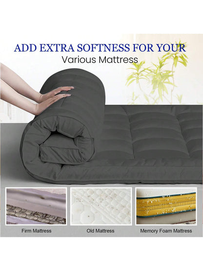 Samebed Mattress Pad, Cooling Mattress Topper, Quilted Mattress Pad Cover Protector, Breathable Fluffy Soft Mattress Topper, Mattress Pad For Ultimate Comfort, 8-21 Inch Deep, Machine Washable