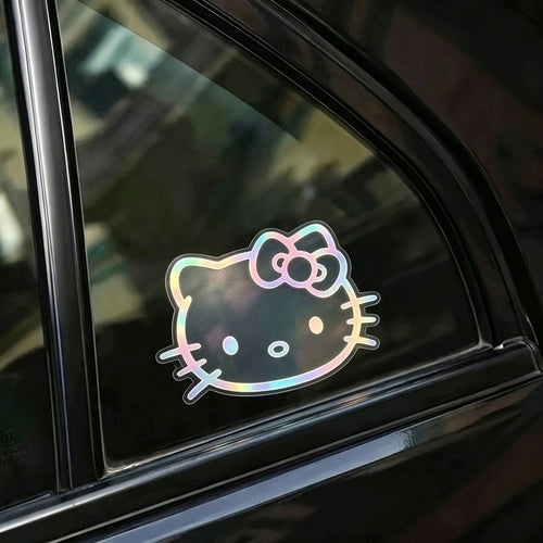 SANRIO 1pc Cute Hello Kitty Car Stickers, Rearview Mirror Stickers For Cars, Reflective Window Stickers For Laptops And Tablets, Great Gift For Family And Friends, Car Exterior Stickers, Party Favors