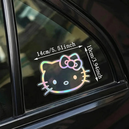 SANRIO 1pc Cute Hello Kitty Car Stickers, Rearview Mirror Stickers For Cars, Reflective Window Stickers For Laptops And Tablets, Great Gift For Family And Friends, Car Exterior Stickers, Party Favors