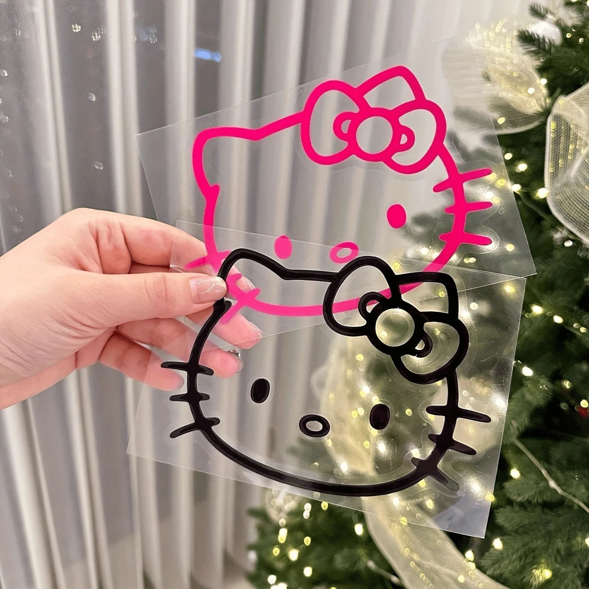 SANRIO 1pc Cute Hello Kitty Car Stickers, Rearview Mirror Stickers For Cars, Reflective Window Stickers For Laptops And Tablets, Great Gift For Family And Friends, Car Exterior Stickers, Party Favors