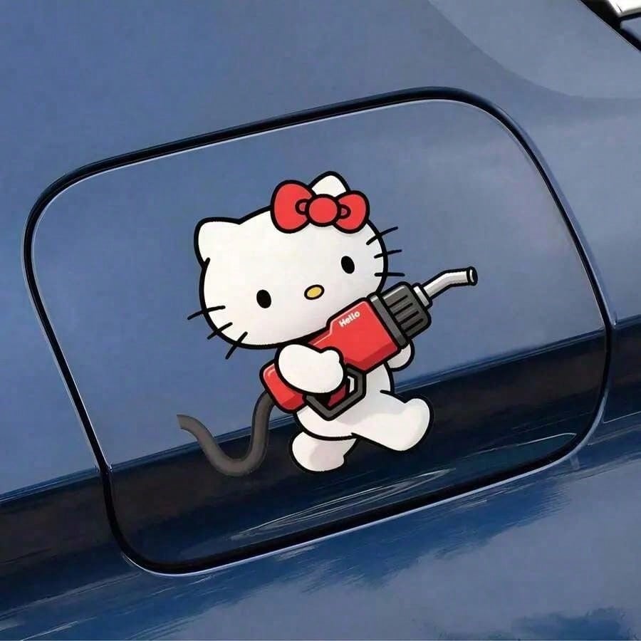SANRIO 1pc Hello Kitty Car Handle Sticker Set- Premium 3D Suitable For Girls, Cute Kawaii Anime Car Accessory Gift For Her, Very Lovely Door Handle Set Decoration, Fit Most Cars Suvs Trucks, Party Gi