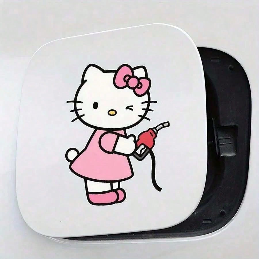 SANRIO 1pc Hello Kitty Car Handle Sticker Set- Premium 3D Suitable For Girls, Cute Kawaii Anime Car Accessory Gift For Her, Very Lovely Door Handle Set Decoration, Fit Most Cars Suvs Trucks, Party Gi